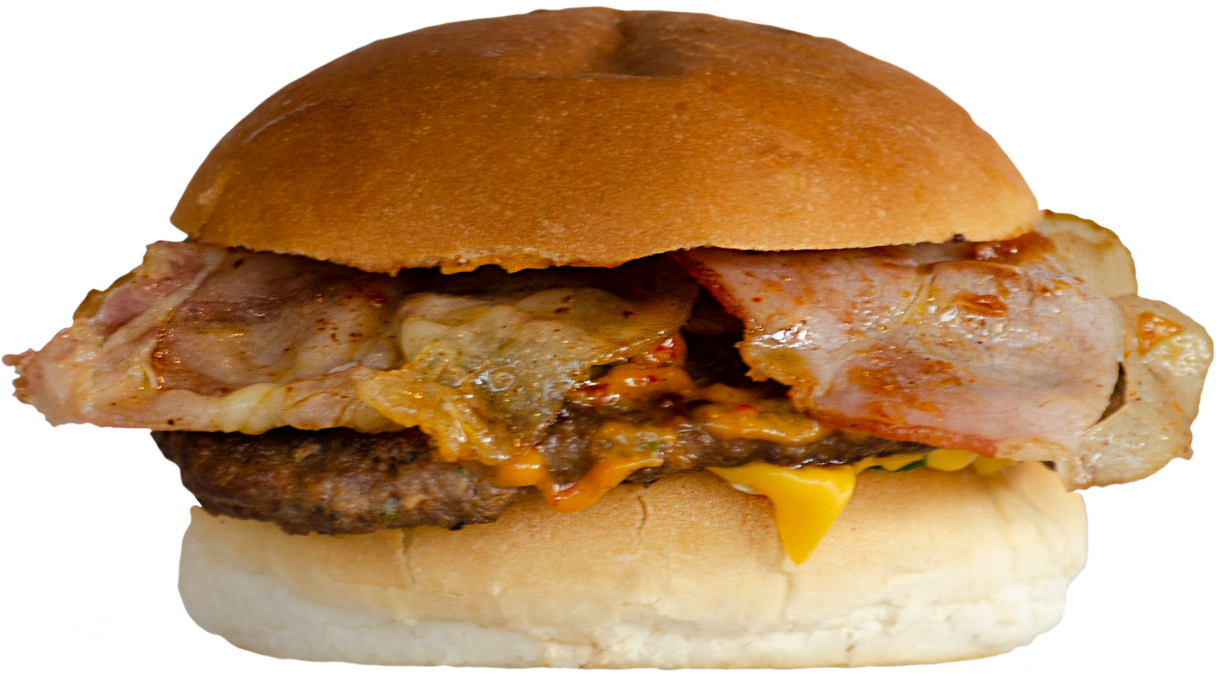 Bacon beef burger  + patat + cola, fanta of sprite