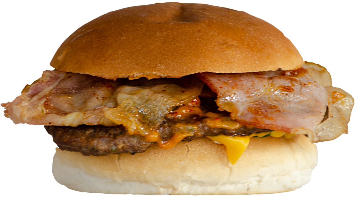 Bacon beef burger  + patat + cola, fanta of sprite